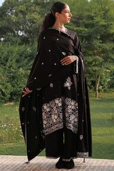 IMAGE - 3PC DHANAK EMBROIDERED SHIRT WITH DHANAK EMBROIDERED SHAWL AND TROUSER - HZG2545